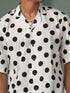 Vastramay Men's White And Black Polka Dot Print Cotton Shirt