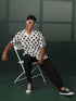 Vastramay Men's White And Black Polka Dot Print Cotton Shirt