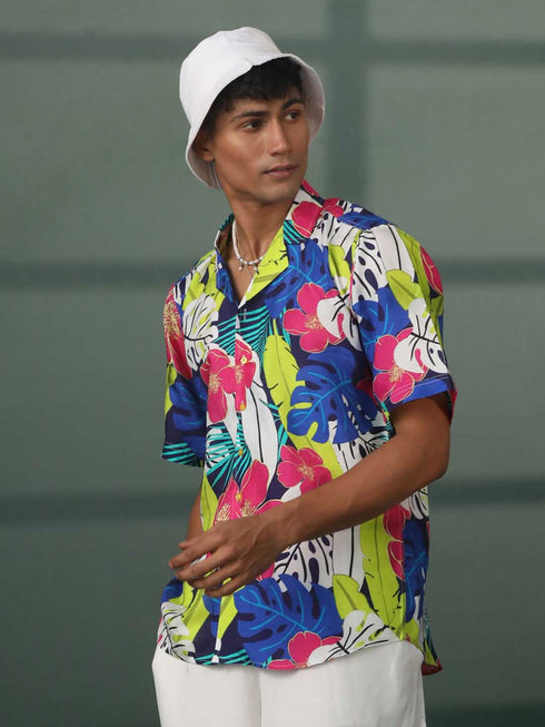 Vastramay Mens Multi Color Printed Cotton Blend Shirt