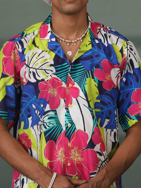 Vastramay Mens Multi Color Printed Cotton Blend Shirt