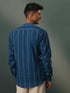 Vastramay Men's Indigo Jacquard Cotton Shirt