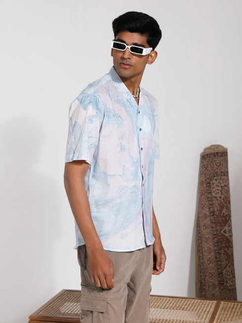 Vastramay Men's Lavender Cotton Ethnic Shirt