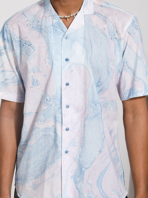 Vastramay Men's Lavender Cotton Ethnic Shirt
