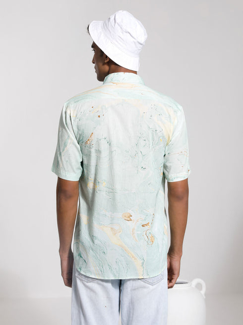 Vastramay Men's Mint Green Cotton Ethnic Shirt