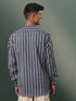 Vastramay Men's Blue and Red Printed Cotton Short Kurta