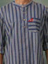 Vastramay Men's Blue and Red Printed Cotton Short Kurta