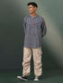 Vastramay Men's Blue and Red Printed Cotton Short Kurta