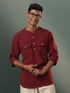 Vastramay Men's Maroon Cotton Cool Short Kurta