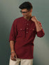 Vastramay Men's Maroon Cotton Cool Short Kurta