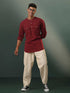 Vastramay Men's Maroon Cotton Cool Short Kurta