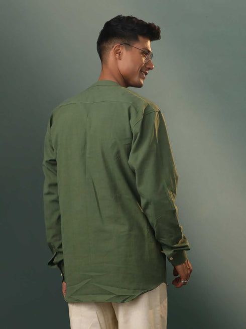 Vastramay Men's Green Cotton Cool Short Kurta