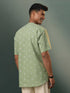 Vastramay Men's Green Cotton Jacquard Short Kurta