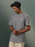 Vastramay Men's Grey Cotton Jacquard Short Kurta