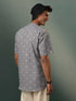 Vastramay Men's Grey Cotton Jacquard Short Kurta