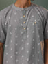 Vastramay Men's Grey Cotton Jacquard Short Kurta