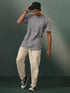 Vastramay Men's Grey Cotton Jacquard Short Kurta