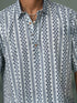 Vastramay Men's Indigo Geometric Printed Cotton Short Kurta