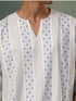 Vastramay Men's Off White Geometric Weaved Cotton Short Kurta