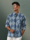 Vastramay Men's Blue And Grey Printed Cotton Shirt