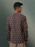 Vastramay Men's Coffee Brown Ajrakh print Short Kurta