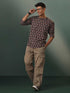 Vastramay Men's Coffee Brown Ajrakh print Short Kurta