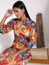 Vastramay Women's Shirt Style Satin Embellished Mustard Kurta