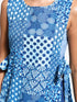Vastramay Women's Blue Printed Cotton Tie-up Kurta