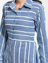 Vastramay Women's Blue Striped Cotton Shirt Style Kurta