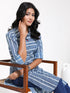 Vastramay Women's Blue Striped Cotton Shirt Style Kurta