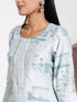 Vastramay Women's Aqua Blue Printed Cotton Kurta Pant Set