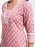 Vastramay Women's Pink Printed Cotton Kantha Kurta Pant Set