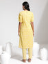 Vastramay Women's Yellow Printed Cotton Kurta Pant Set