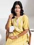 Vastramay Women's Yellow Printed Cotton Kurta Pant Set