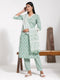 Vastramay Women's Green Cotton Kurta Set With Matching Dupatta
