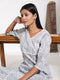 Vastramay Women's Grey Printed Cotton Kurta Pant Set