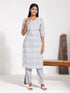 Vastramay Women's Grey Printed Cotton Kurta Pant Set