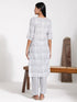 Vastramay Women's Grey Printed Cotton Kurta Pant Set