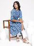 Vastramay Women's Blue Panelled Style Flare Kurta With Leggings