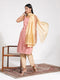 Vastramay Women's Pink Foil Printed Rayon Kurta Set With Dupatta