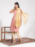 Vastramay Women's Pink Foil Printed Rayon Kurta Set With Dupatta