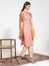 Vastramay Women's Pink Foil Printed Rayon Kurta Set With Dupatta