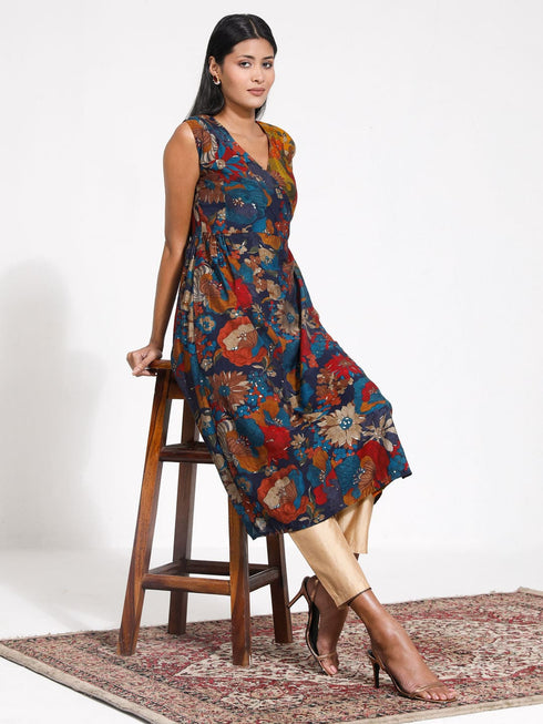 Vastramay Women's Angrakha Style Flare Kurta Set