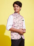 Vastramay Boys Multicolor-Base-Pink Floral Printed Nehru Jacket
