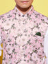 Vastramay Boys Multicolor-Base-Pink Floral Printed Nehru Jacket