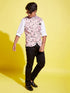 Vastramay Boys Multicolor-Base-Pink Floral Printed Nehru Jacket