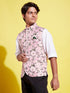 Vastramay Boys Multicolor-Base-Pink Floral Printed Nehru Jacket