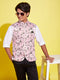 Vastramay Boys Multicolor-Base-Pink Floral Printed Nehru Jacket