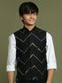 Vastramay Boy's Black Mirror Work Ethnic Jacket