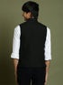 Vastramay Boy's Black Mirror Work Ethnic Jacket
