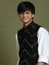 Vastramay Boy's Black Mirror Work Ethnic Jacket